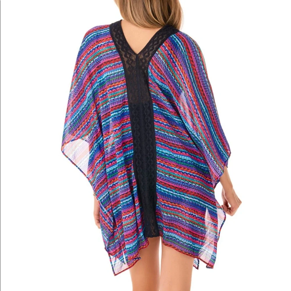 NWT Miraclesuit Swim Coverup Caftan Rainbow Stripe